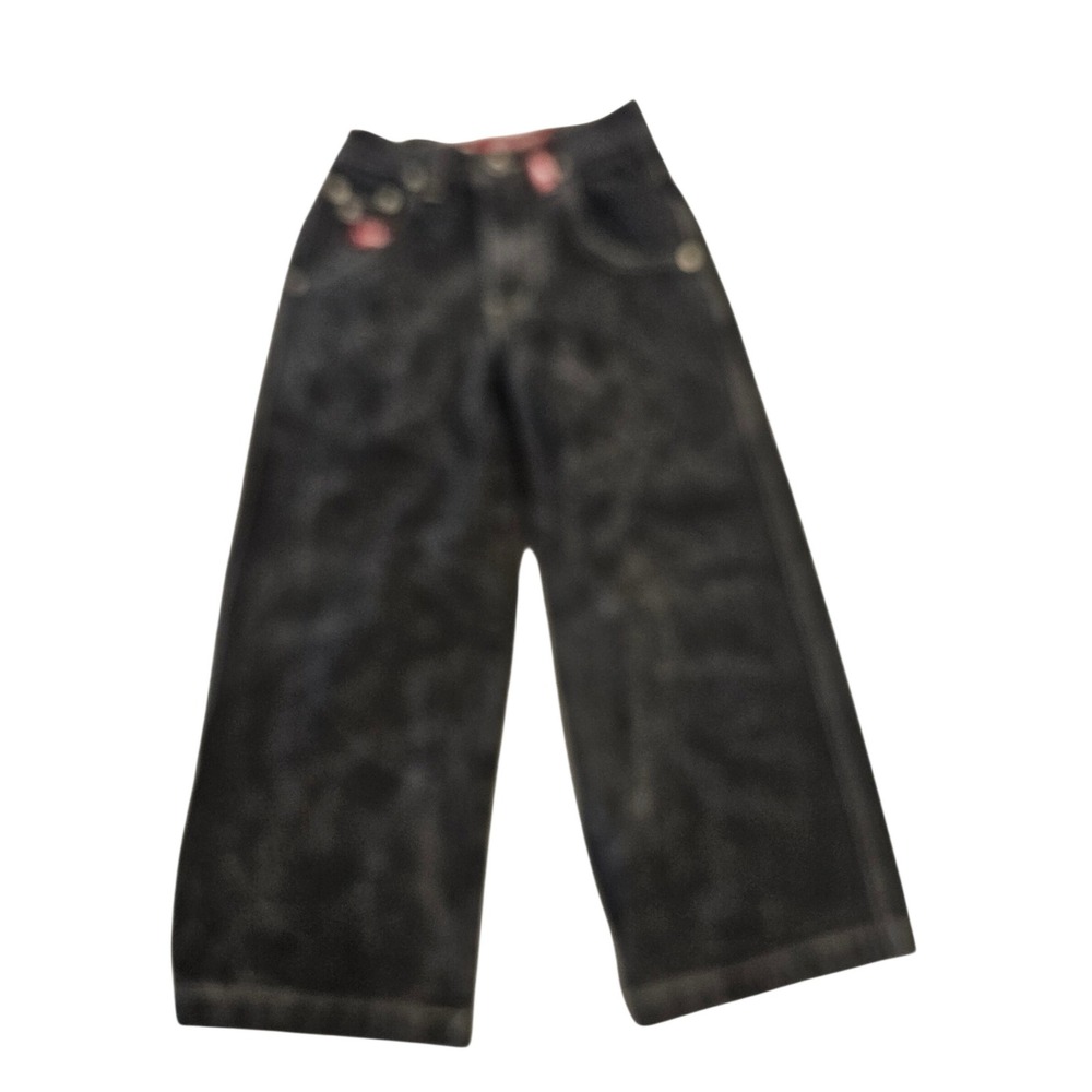 JNCO‎ Jeans Vintage Black Acid Wash Crown Embroidery Wide Leg Skater Pants 24x20